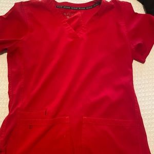 Red scrub top